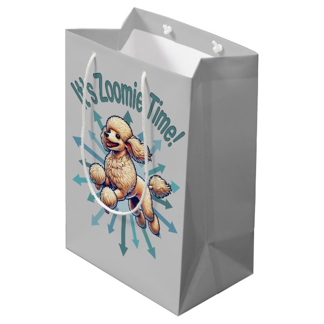 Sacola Para Presentes Média É Zoomie Time Poodle (Verso inclinado)