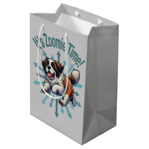 Sacola Para Presentes Média É Zoomie Time Santo Bernard