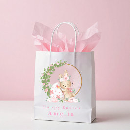 Sacola Para Presentes Média Easter Bunny at Garden Personalized Gift Bag