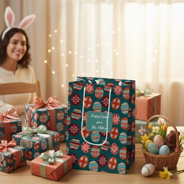 Sacola Para Presentes Média Easter Egg Pattern Medium Gift Bag (Criador carregado)