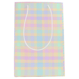 Sacola Para Presentes Média Easter Pastel Plaid Design Gift Bag