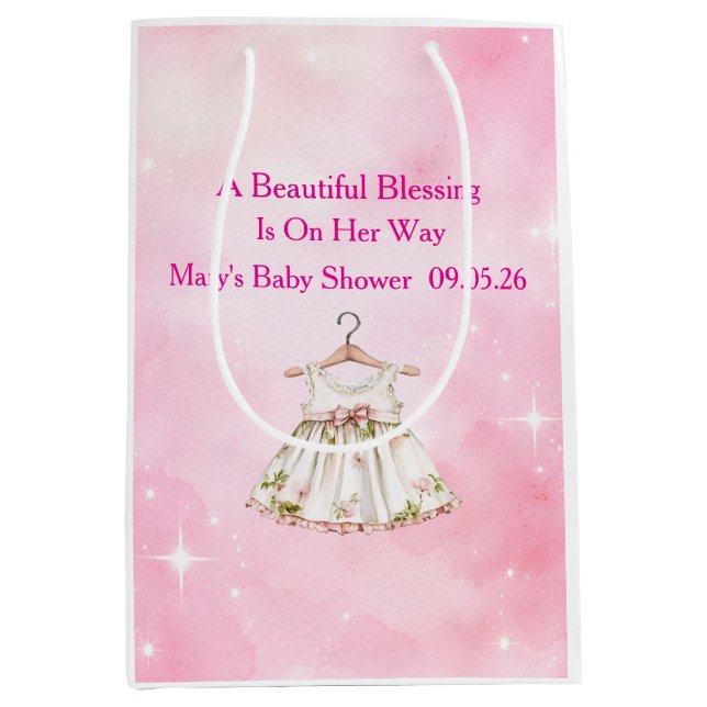 Sacola Para Presentes Média Editable Pink Chinoiserie Gift Bags (Frente)