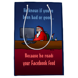 Sacola Para Presentes Média Ele sabe se você tem sido Papais noeis Engraçados