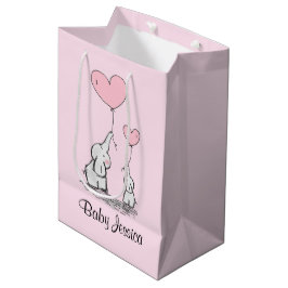 Sacola Para Presentes Média Elefant Love Design Gift Bag