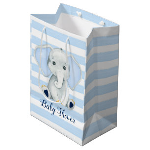 Sacola Para Presentes Média Elefante De Aquarela Com Chá de fraldas De Bandas 