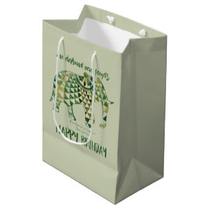 Sacola Para Presentes Média Elefante Nunca Esquece - Cartão de Aniversário 1