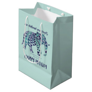 Sacola Para Presentes Média Elefante Nunca Esquece - Cartão de Aniversário 3