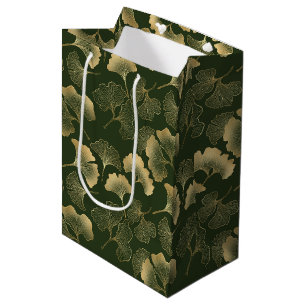Sacola Para Presentes Média Elegância do Ginkgo Esmeralda – Botânica de Luxo a