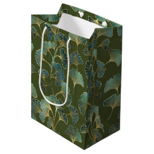 Sacola Para Presentes Média Elegância do Ginkgo Esmeralda – Botânica de Luxo e