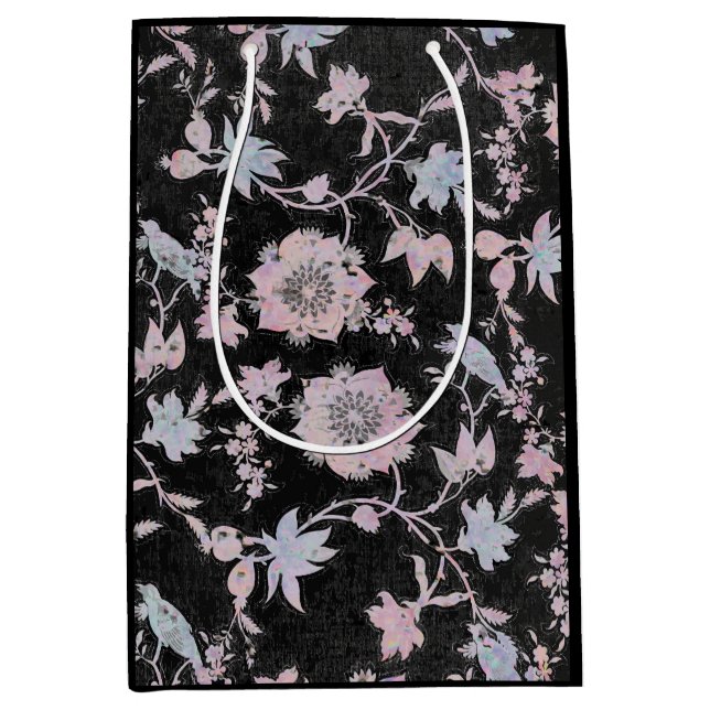 Sacola Para Presentes Média Elegant black, pink and blue, watercolours (Frente)