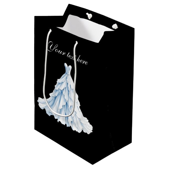 Sacola Para Presentes Média Elegant Bridal shower wedding gown customizable (Frente inclinada)