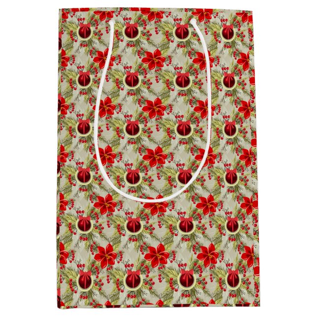 Sacola Para Presentes Média Elegant Christmas/Holiday (Frente)