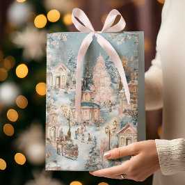Sacola Para Presentes Média Elegant Christmas Whimsical Village | Gift Bag
