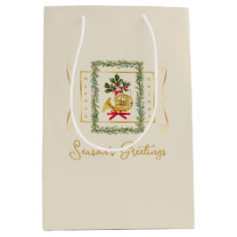 Sacola Para Presentes Média Elegant French Horn Christmas Irish Cream Gift Bag