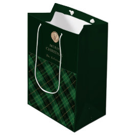 Sacola Para Presentes Média Elegant green plaid personalized 