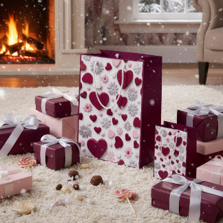 Sacola Para Presentes Média Elegant Heart & Floral Gift Bag