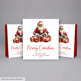 Sacola Para Presentes Média Elegant Santa Claus Minimalist Cozy Christmas Bag