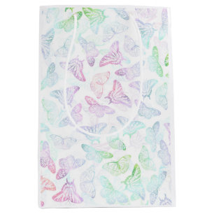 Sacola Para Presentes Média Elegante Azul Roxo-Brilhante Glam Design