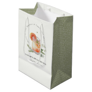 Sacola Para Presentes Média Elegante Chá de panela de coquetel verde Ivory Ora