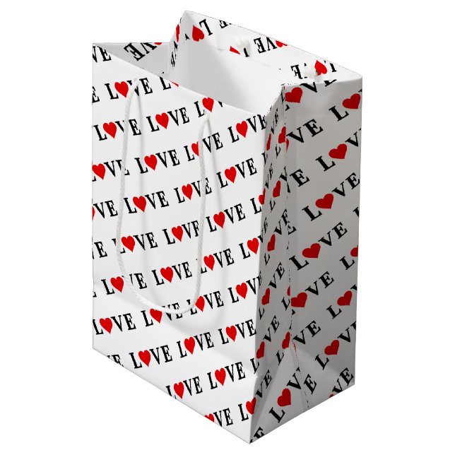 Sacola Para Presentes Média Elegante Classic LOVE Heart Motif (Frente inclinada)