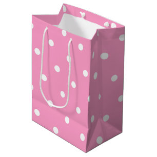 Sacola Para Presentes Média Elegante cora o teste padrão de bolinhas branco