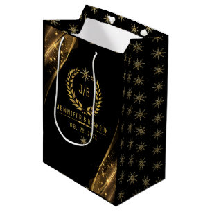 Sacola Para Presentes Média Elegante Dourado Laurel Tret Festivo Design