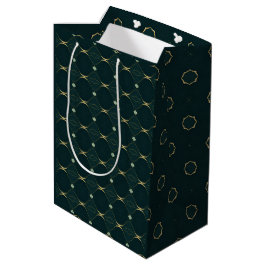 Sacola Para Presentes Média Elegante Evergreen e Dourado Design moderno