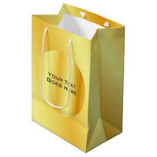 Sacola Para Presentes Média Elegante Faux Dourado Metallic Look Add Text Model
