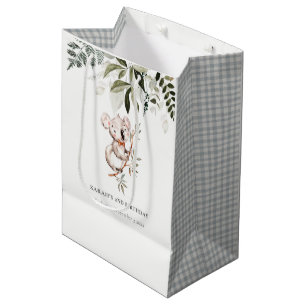 Sacola Para Presentes Média Elegante Fofinho Cute Foliage Koala Qualquer Idade