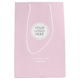 Sacola Para Presentes Média Elegante Logotipo Corporativo Rosa Bege Minimalist