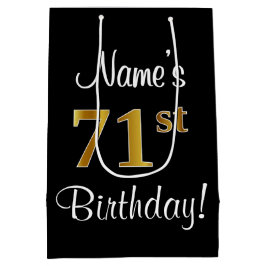 Sacola Para Presentes Média Elegante, Luxuoso, Faux Dourado Aniversário 71rua