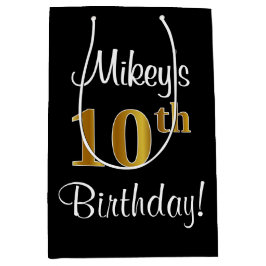 Sacola Para Presentes Média Elegante, Luxuoso, Faux Dourado Olha 10º aniversár