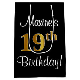 Sacola Para Presentes Média Elegante, Luxuoso, Faux Dourado Olha 19º aniversár