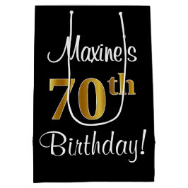 Sacola Para Presentes Média Elegante, Luxuoso, Faux Dourado Olha 70 Aniversári