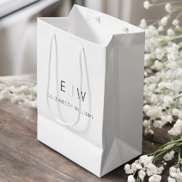 Sacola Para Presentes Média Elegante Moderno Minimalista Moderno Monograma Nom