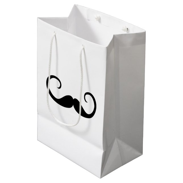 Sacola Para Presentes Média Elegante Mustache (Frente inclinada)