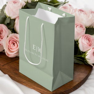 Sacola Para Presentes Média Elegante Profissional Monograma Simples Minimalist