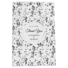 Sacola Para Presentes Média Elegante Toile Vintage Cupido Anjos Obrigado