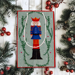 Sacola Para Presentes Média Elegante Tradicional Noite Feliz de Natal Soldado
