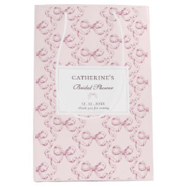 Sacola Para Presentes Média Elegante Vintage Feminino Preppy Laços Toile Rosa