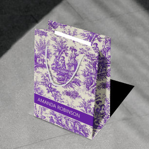 Sacola Para Presentes Média Elegante vintage toile de jouy