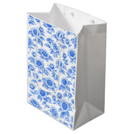 Sacola Para Presentes Média Elegantes Girassóis Toile du Jouy – Botânico Azul