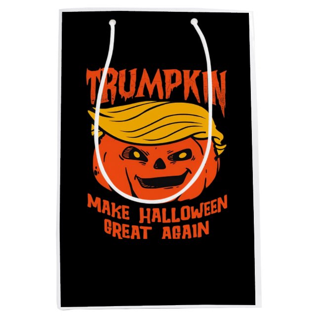Sacola Para Presentes Média Eleição de Abóbora do Halloween Trumpkin (Frente)