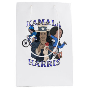 Sacola Para Presentes Média Eleição de Kamala Harris no Estilo Rap Pirata