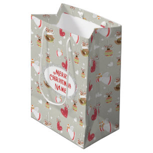 Sacola Para Presentes Média Elementos de Natal Anjos Passarinhos