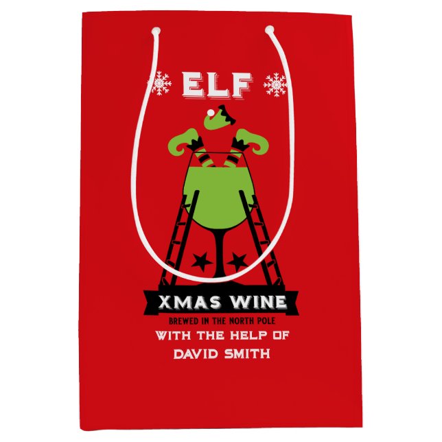 Sacola Para Presentes Média Elf Christmas Drink (Frente)