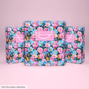 Sacola Para Presentes Média Embalagem de presente cor-de-rosa e azul-claro com