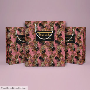 Sacola Para Presentes Média Embalagem de presente de pele de leopardo magenta