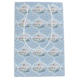 Sacola Para Presentes Média Encantadora mamãe Swan com bebês em Peach Sunset