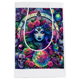 Sacola Para Presentes Média Encapsulamento de deusa de bruxa de Halloween com 